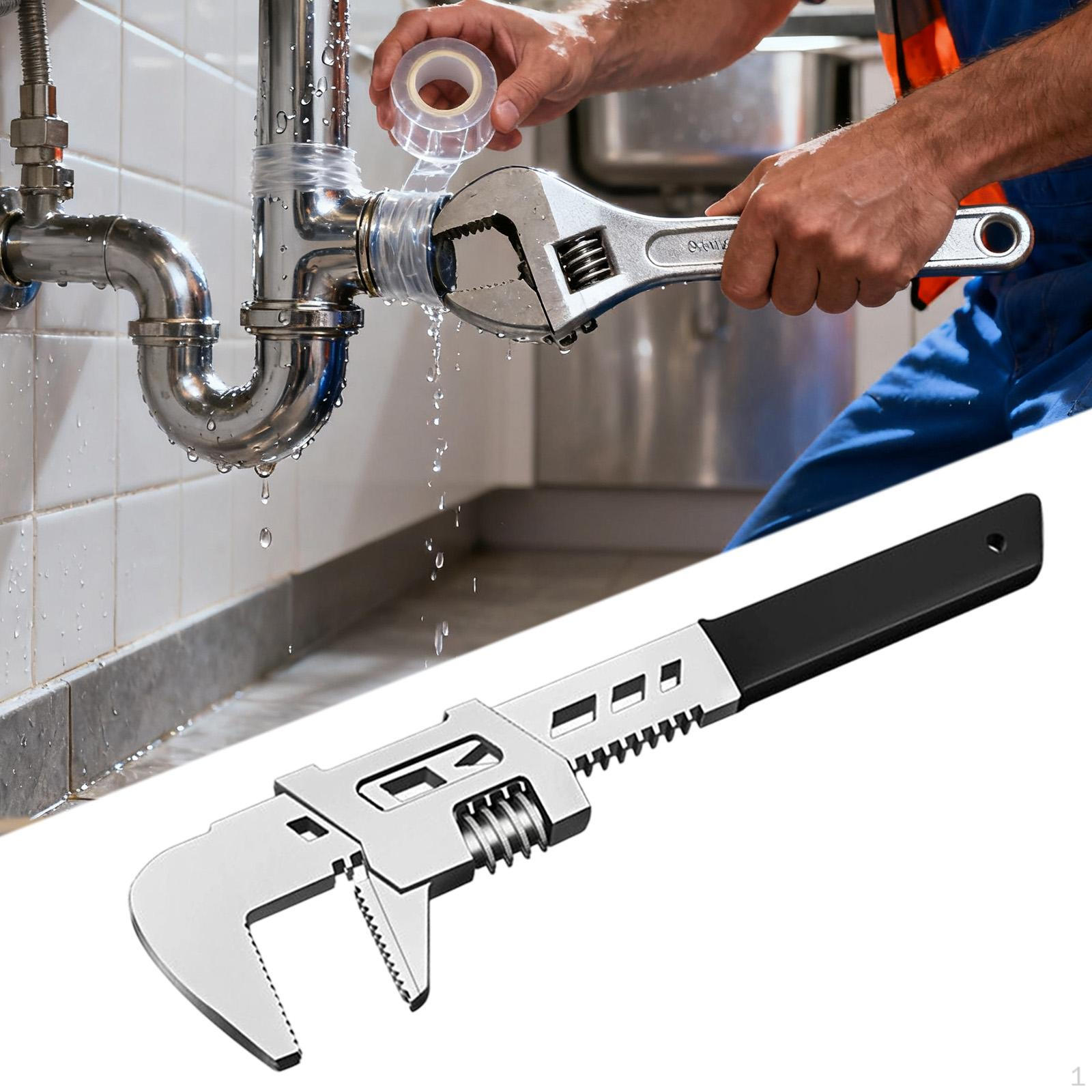 

Adjustable Wrench Carbon Steel Plumbing Workshop DIY Manual Tool Utility Multifunctional Garage S