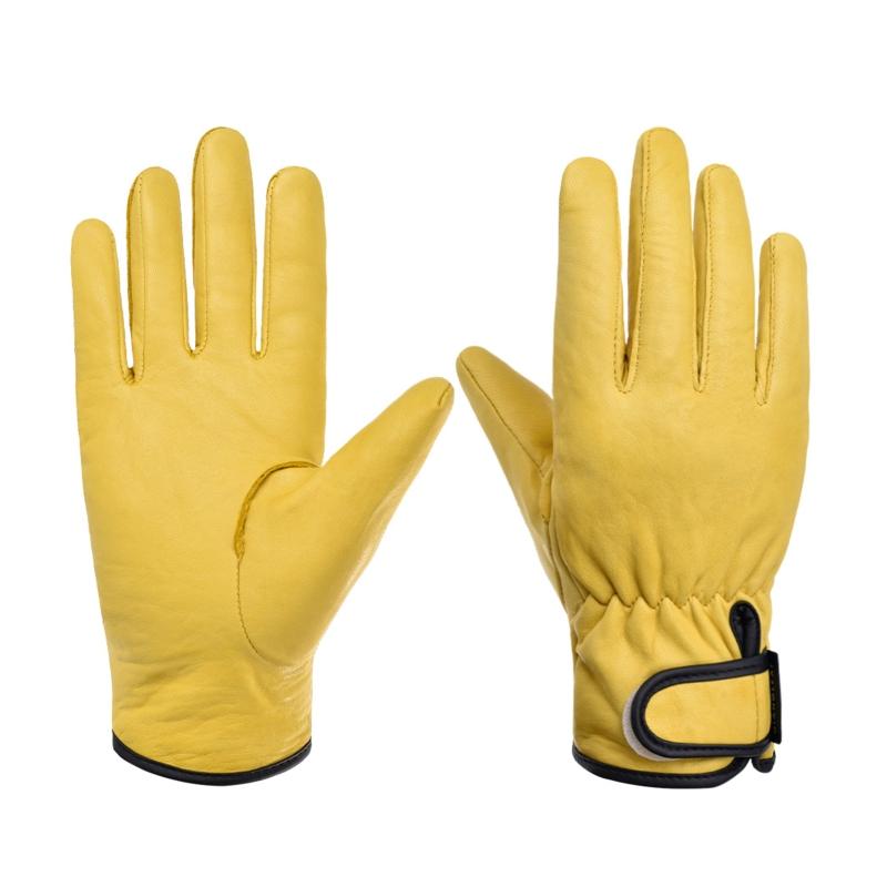 Leather Work Gloves Wear-Resisting Gloves for Yard Work Gardening Farm Warehouse Construction Motorcycle Men & Women M