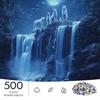500pcs Wolf Pack at Moonlit Cliff Waterfall Jigsaw Puzzle - Suitable for & Families, Challenging Brain with Wolf & Waterfall Scene, Portable Rectangul