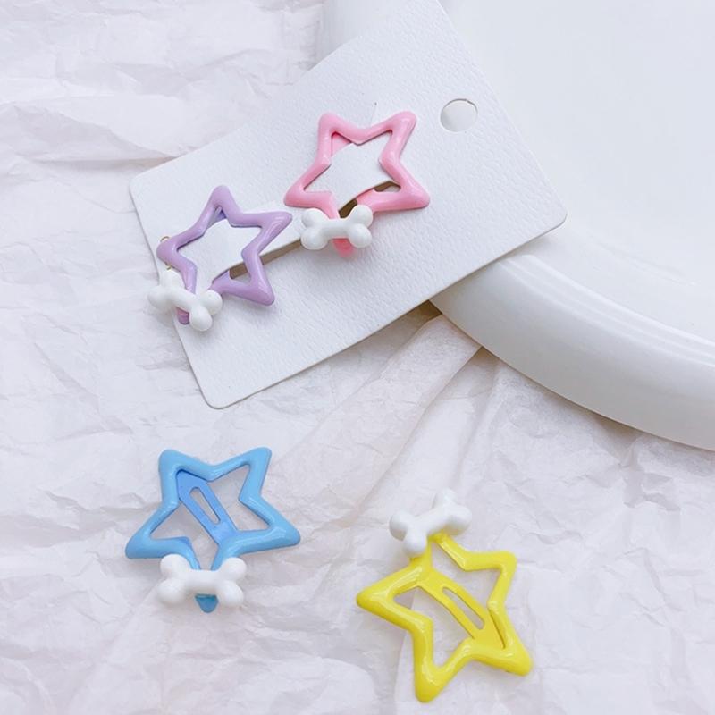 Y2K Girls Star Hair Clip for Teens Girl NonSlip Metal Sideclip Hairpin Bone Pentagrams Hair Barrettes Children Headdress