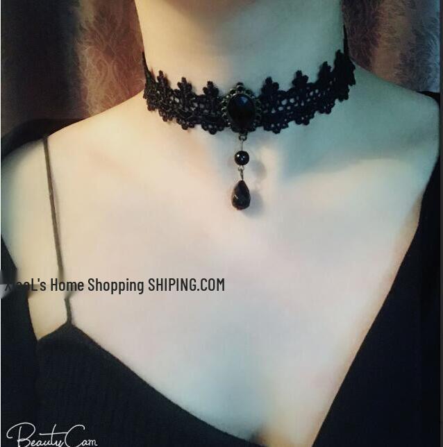 Handmade Black Lace Crystal Clavicle Necklace - European & American Popular Jewelry