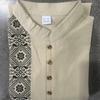 Men Linen Blend Long Sleeve Shirt, Mandarin Collar Ethnic Geometric Print Half Button Henley Shirts Casual Beach Bohemian Tops For Men Multiple Colors