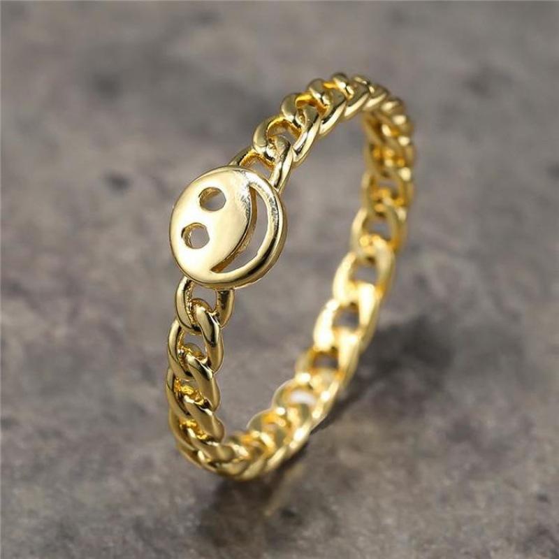 wih spot, expression chain, copper gold-plated ring, creative personality ring. no. 6