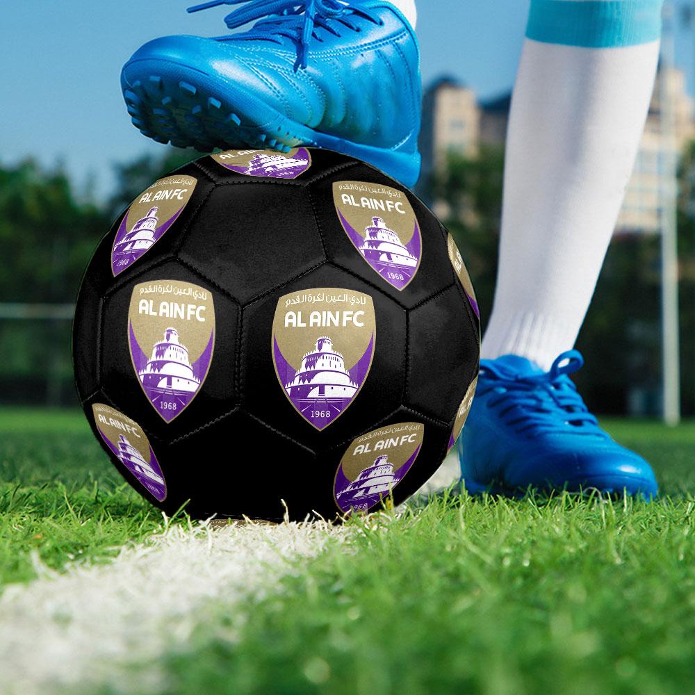 Al Ain FC Size 5 Soccer Ball, Machine-Stitched PVC, Durable & High Bounce, All Ages Fit, fan merchandise, matches & outdoor use.