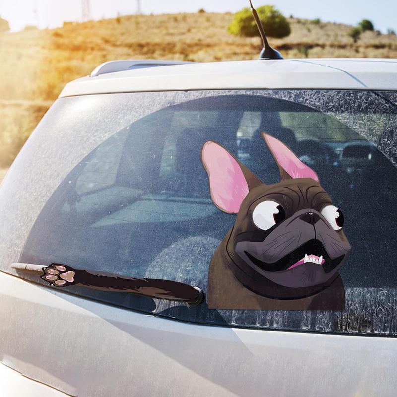 Dog Windshield Wiper Sticker Cartoon Funny Dog Moving Leg Stickers Waterproof Dog Decals For Cars Motorcycle Window Wall