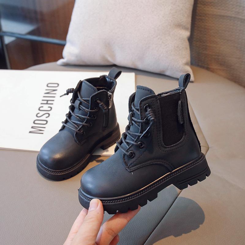 Children Fashion Boots Non-slip Kids Ankle Boots Causal Thick Bottom Girls Short Leather Boots All Match All Match Size 26-36