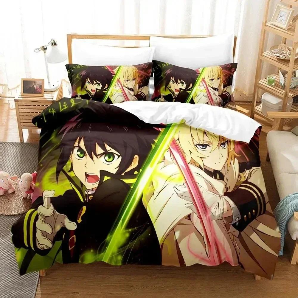 Fashion Seraph of the End Bedding Set Printed With Pillowcase Duvet Cover Soft Queen King Size Bedclothes Home Adult Kid Bedroom