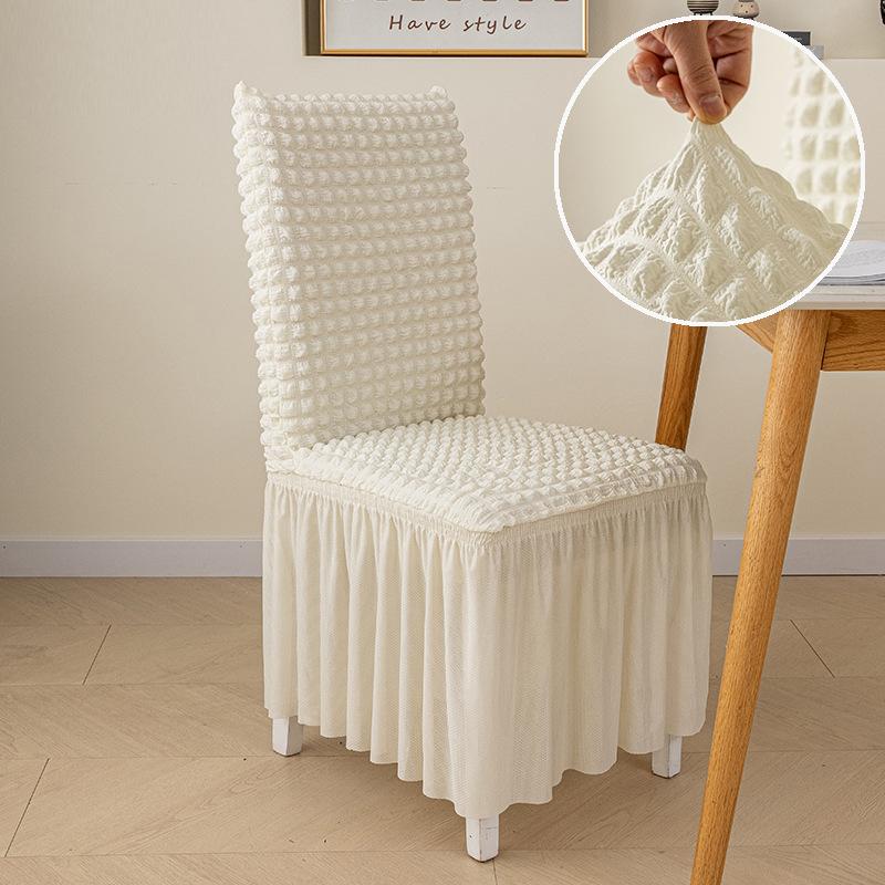 Thickened Three-dimensional Seersucker Chair Cover Lace Skirt Household Universal Full Package Elastic One-piece Dining