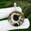 Sterling Silver Natural Moroccan Mud Crack Fossil Elegant Bezel Pendant Jewelry