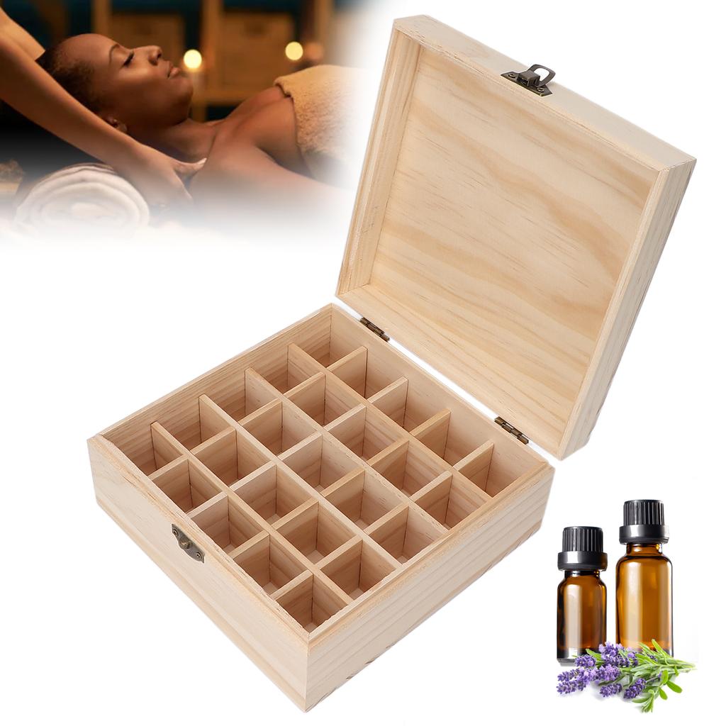Essential Oil Storage Natural Pine Safe Durable Detachable Portable Essential Oil Case for Home Travel
