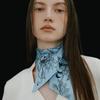 Botanic Garden Long Twilly Silk Scarf - Blue