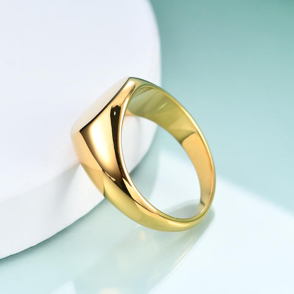 European & American 12MM Engraved Sun Stainless Steel 18K Gold Women's Ring - Fashionable, Hot-Selling, Cross-Border Design.