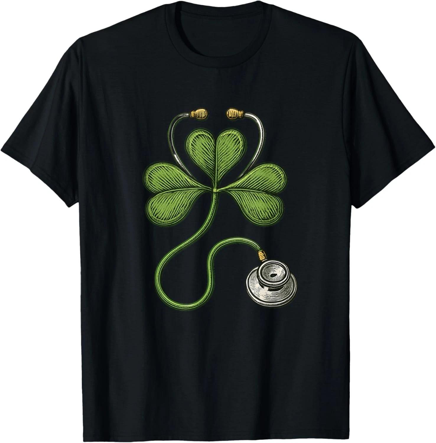 

One Lucky Doctor Nurse St Patricks Day Stethoscope Shamrock Gift Unisex T-Shirt S