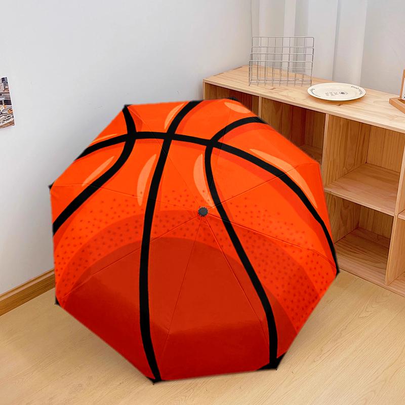 1 Stück Basketball Sport Regenschirm Tragbarer Faltregenschirm Eisenrahmen Loch Rippenstruktur Outdoor Heim Regenschirm A8