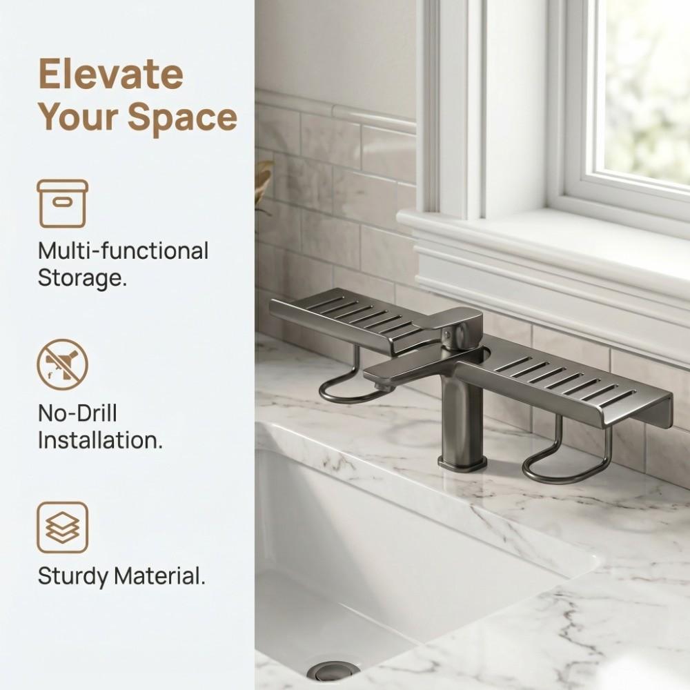 Mesh Bathroom Storage Rack Universal Water Drainage No-Drill Sink Shelf No-Drill Simple Bathroom Organizer Washstand Storage