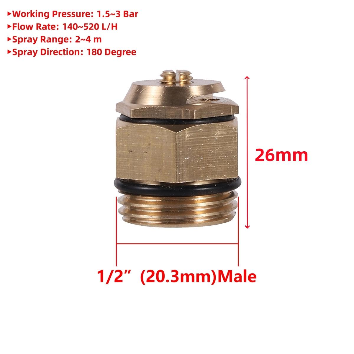 

180 Degree Refraction Spray Head 1/2 (DN15mm) Male Thread Adjustable Centrifugal Single-sided Micro Spray Nozzle Semi-Atomizing