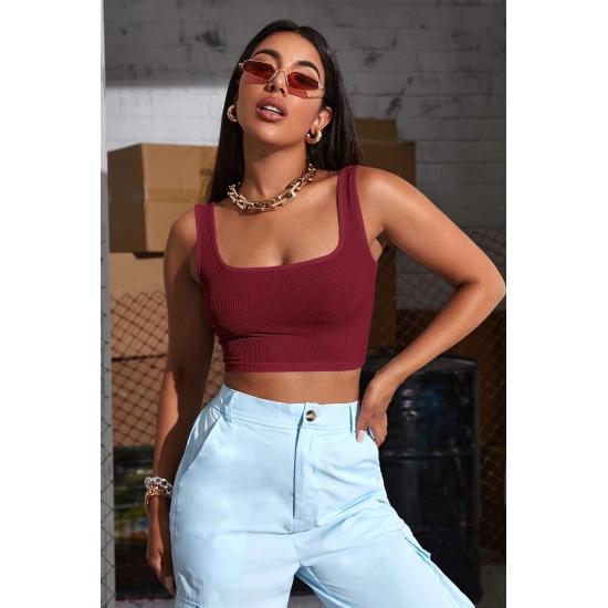 Ležérní základní topy dámská slimfit halenka Crop Top s doplňkovým páskem