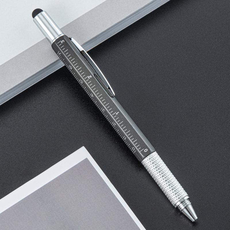 Lightweight Multifunctional Touch Screen Stylus Pen with Screwdriver Ruler Level Gauge for Travel Carry Emergency Repair Tasks