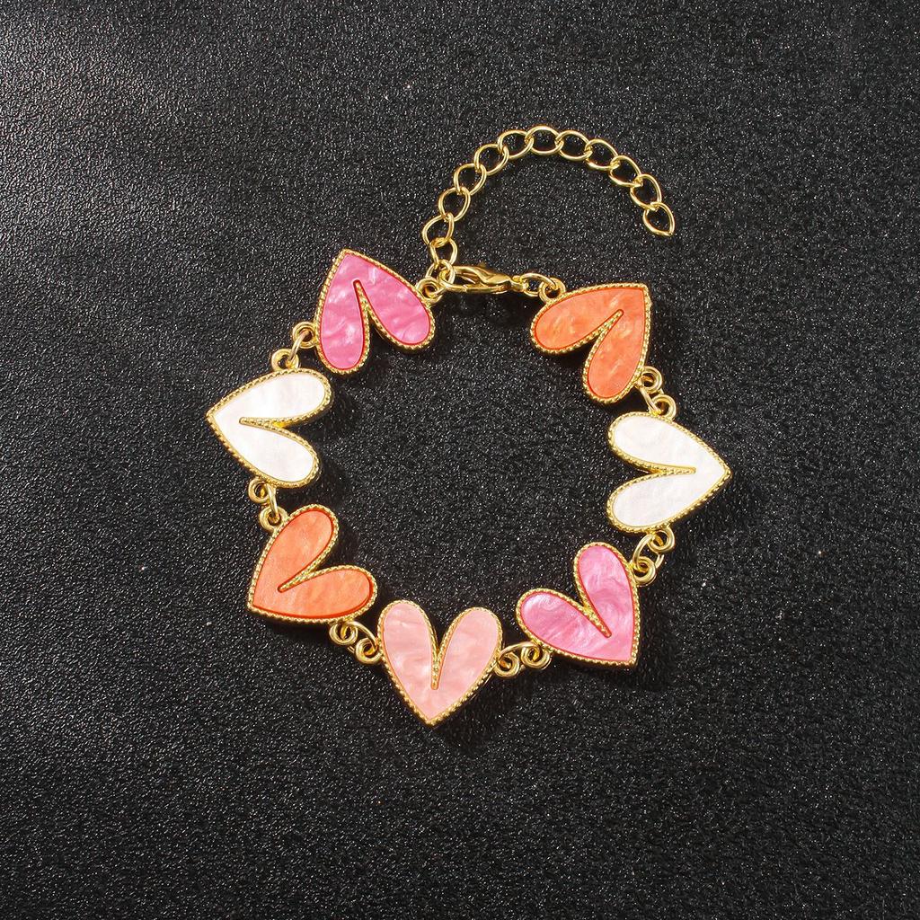 Europe and the United States Popular Multi-color Love Modeling Bracelet Sweet Personality Style Jewelry Valentine's Day Hot-selling