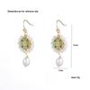 Retro Freshwater Pearl Blue Flower Earrings for Women - Japanese & Korean Style