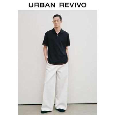 UR2026 Men's Contrast Fake Two-Piece Short Sleeve Polo