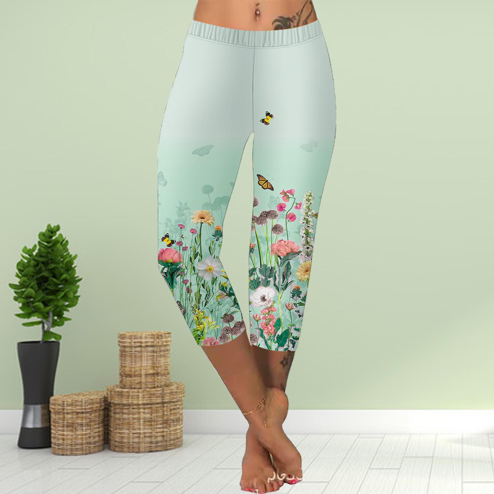 

Брюки летние короткие леггинсы укороченные узкие брюки леггинсы больших размеров женские облегающие брюки с принтом 3D желтой радужной бабочки 8XL циан