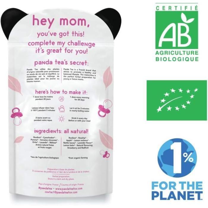 Panda Tea - Maternitea - Infusion Maternité - Parfum Fraise & Fruits Rouges - BIO - 28 sachets