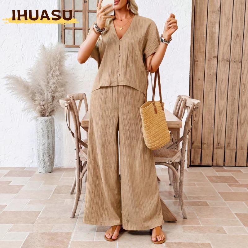 IHUASU Tute Casual da Donna a Maniche Corte con Scollo a V