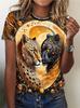 Sommer Tier Leopard 3D Druck T-Shirts Damen Streetwear Lässige Mode Y2k Kurzarm T-Shirt O-Ausschnitt T-Shirts Oberteile Kleidung