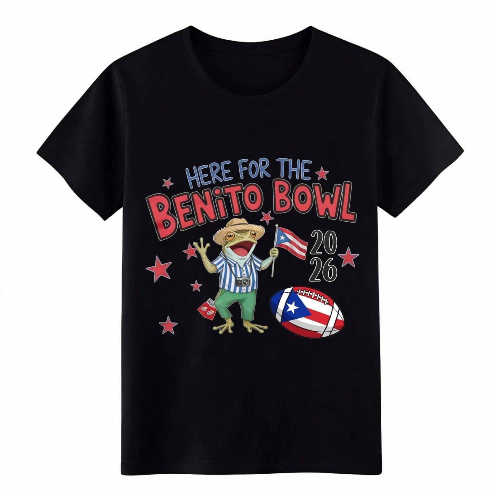 

Unisex Benito Bowl 2026 Game Day Frog Flag Graphic T-Shirt Puerto Rican Fan Tee S
