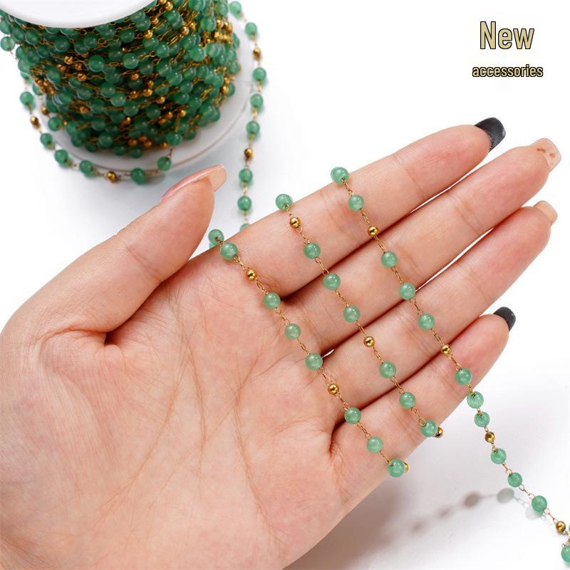 

1-Meter Stainless Steel Cat s Eye Colorful Bead Chain for DIY Jewelry 1 Meter/Unrolled (Bead Diameter ~4.5mm) ~12g