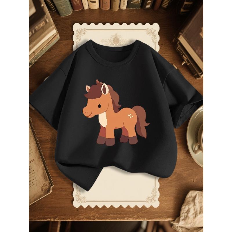 European Sizes Girls' Stylish Round Neck T-Shirt