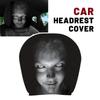 2Pcs Halloween Horror Face Printed Car Headrest Covers Soft Polyester Washable Universal Elastic Dustproof Protective Cushion