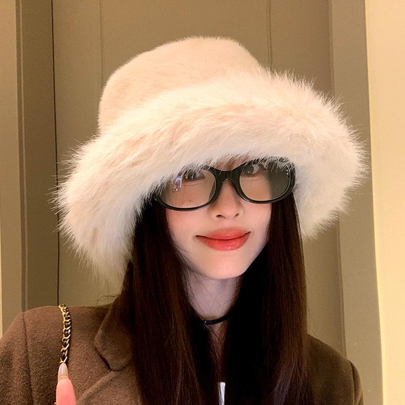 Imitation Fur, Mink Hair, Plush Fisherman'S Hat, Children'S Season, Big Versatile Head Circumference, Small Face, Warm Ear Protection, Pullover Hat
