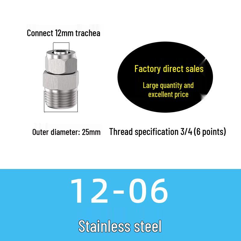 Copper Nickel Quick Connect Pneumatic Fitting PC8-02: Straight Lock Nut Air Tube, 6-16mm.