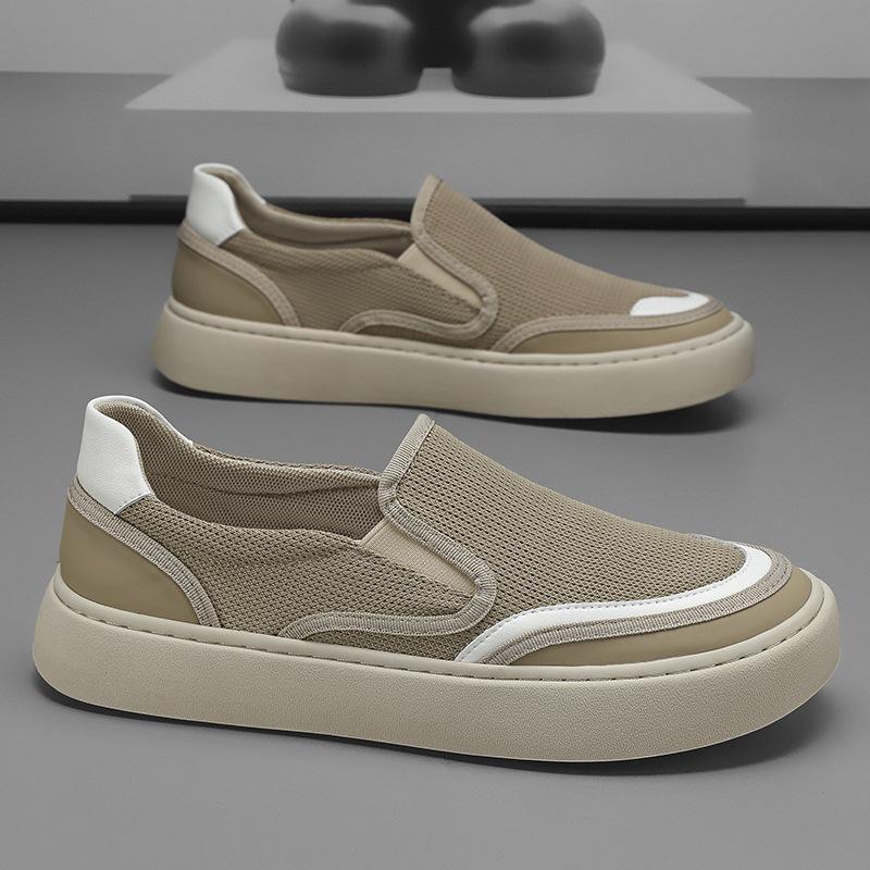 

Летняя дышащая парусиновая обувь мужская социальная ленивая повседневная обувь на платформе с большой головой обувь для скейтборда 44 хаки