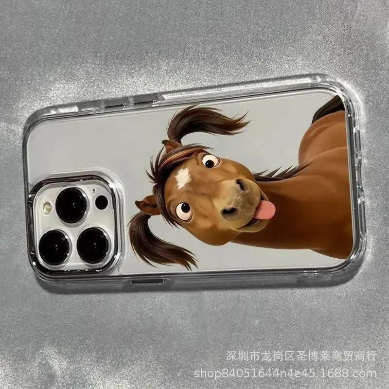 Abstract pony applies to iPhone15promax mobile phone case Apple 16 electroplated photo frame 14/13 protective case 17