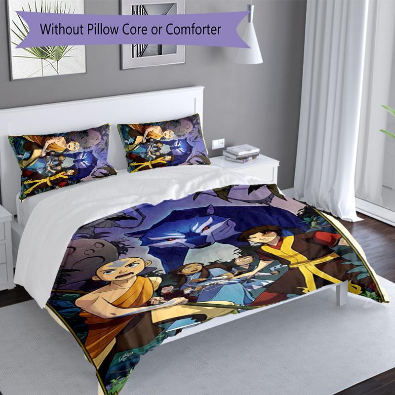 3pcs Avatar The Last Airbender Pattern Bedding Set Duvet Cover Set Includes Duvet Cover &pillowcases, Perfect All Season Bedroom Decoration & Gift