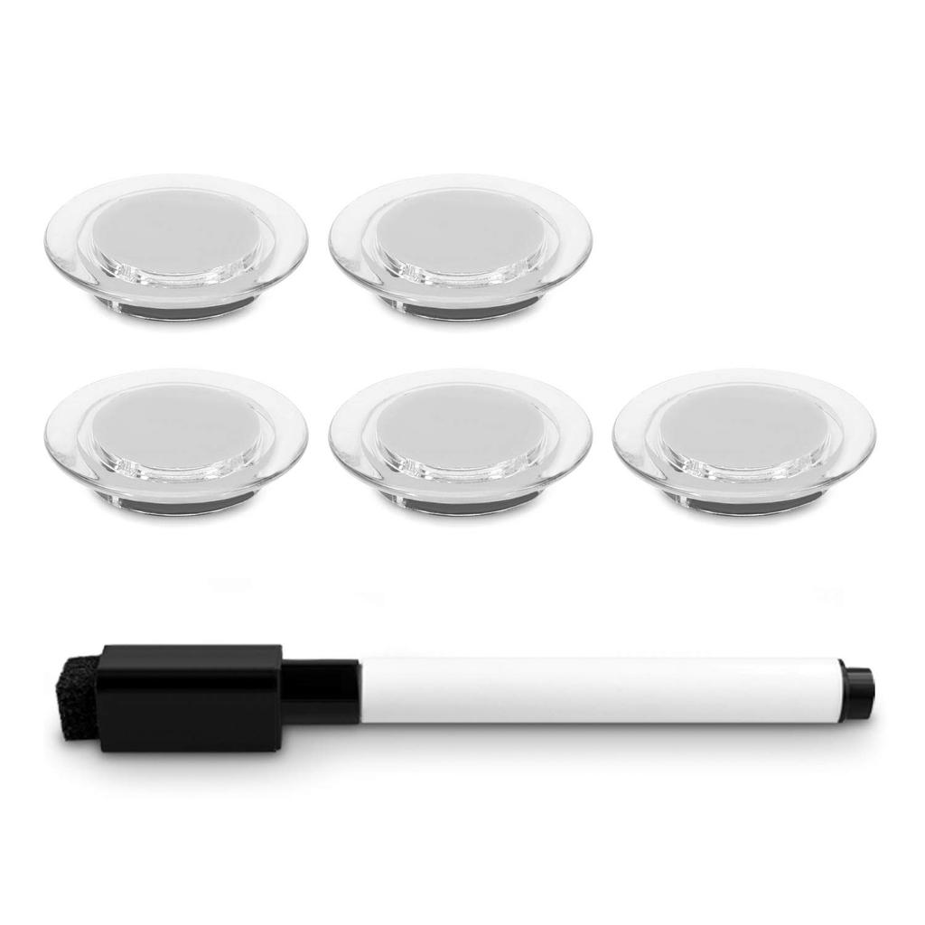 Navaris Magnetic Whiteboard, 60 x 40 cm - Stylish Magnetic Wall-Mounted MDF Memo Board for Offices, Meeting Rooms, and Home Use - White Marble