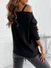 2023 Fashion Off-Shoulder Long Sleeve Women's T-Shirt with Sexy Chain Button Decoration