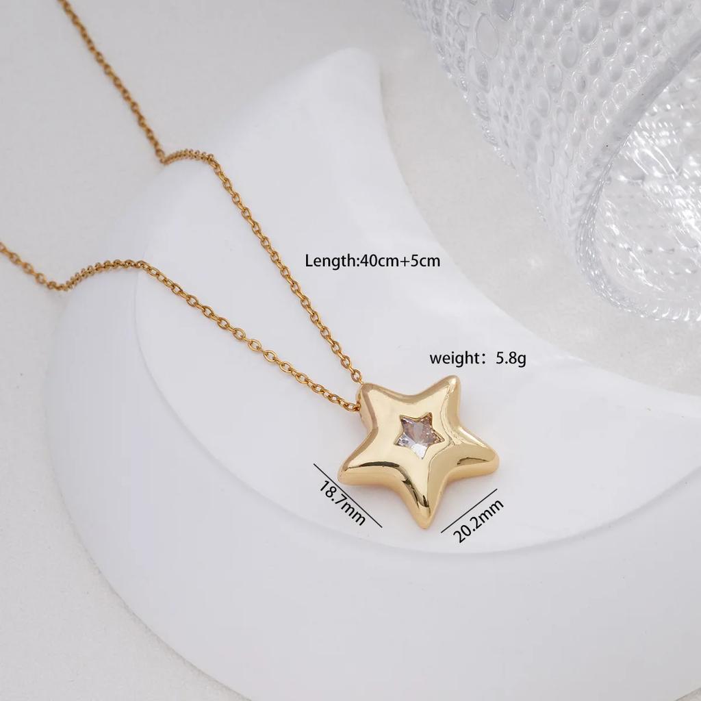 Simple Zircon Heart Star Water Drop Pendant Necklaces for Women Girls Fashion Accessories Stainless Steel Chain Jewelry Gifts