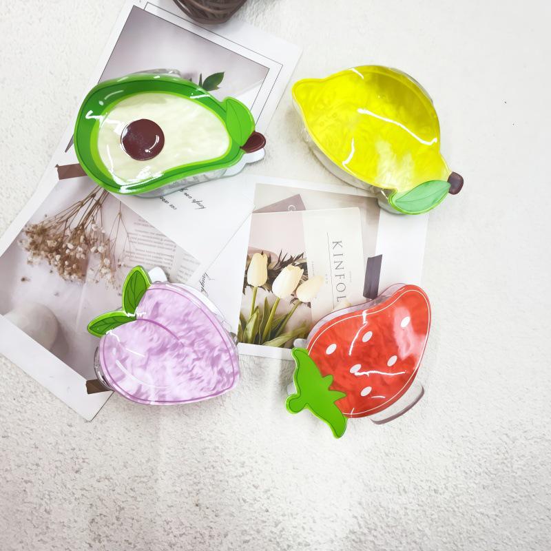 Fashionable Fruit Hair Clips: Cute Strawberry, Lemon, Peach Shark Clips for Women