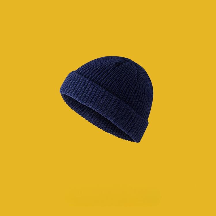 Wool Hat Female Autumn and Winter Yuppie Hooligan Solid Color Melon Rind Male Cold Hat Ins Trendy Knitted Hat