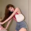 Summer 2024 Red Heart Print Halter Backless Knit Tank Top for Women