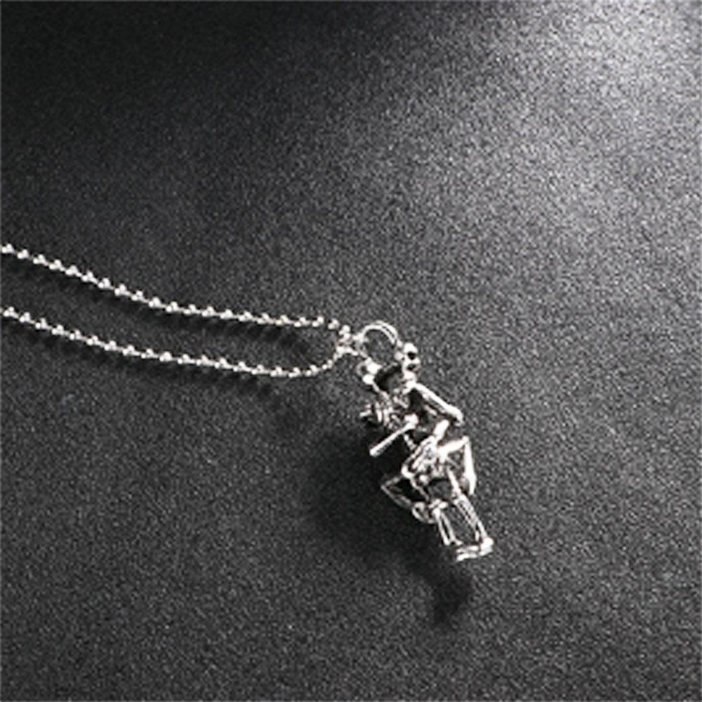 Cross Fashion Jewelry Black for Men Stainless Steel Skull Pendant Double Skeleton Skull Necklace