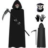 Halloween Party Adult Reaper Black Cape Cape Skull Face Towel Gloves Halloween Costume Prop Set