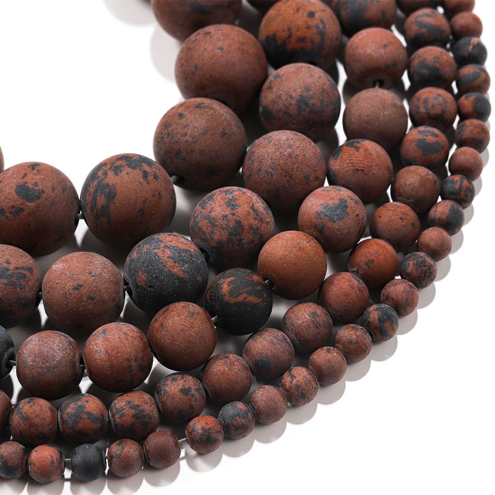 1strand/lot  4/6/8/10mm Matte Mahagony Swan Natural Stone Round Loose Beads For DIY Bracelet Jewelry Makings Supplies