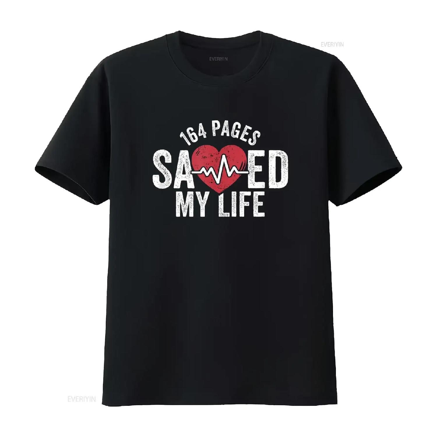 

164 Pages Saved My Life AA NA 12 Step Big Book Study Program T Shirt vintage Washed Top For Everyday Wear Soft graphic XXXXXL чорний
