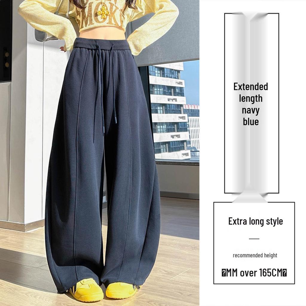 Spring 2026 High-Waisted Wide-Leg Pants - Slimming Loose Straight Casual Two-Wear Floor-Length for Women