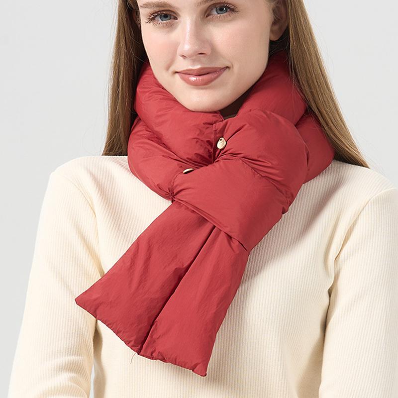 Autumn Winter Down Scarf For Women Girls Soft Cross Solid Colors Waterproof Plush Scarves Lady Warmer Neck Protection